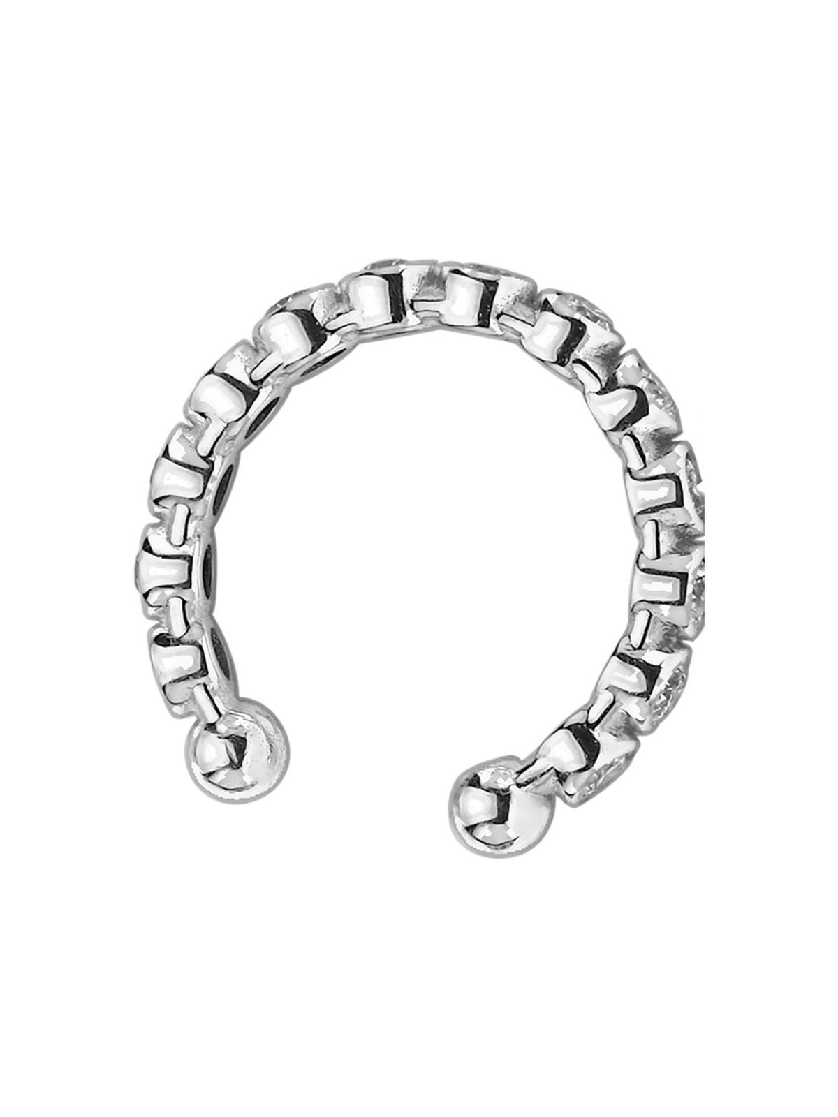 18k white gold stacking earcuff with natural diamond and stackable and no piercing required | MIREL Fine Jewelry