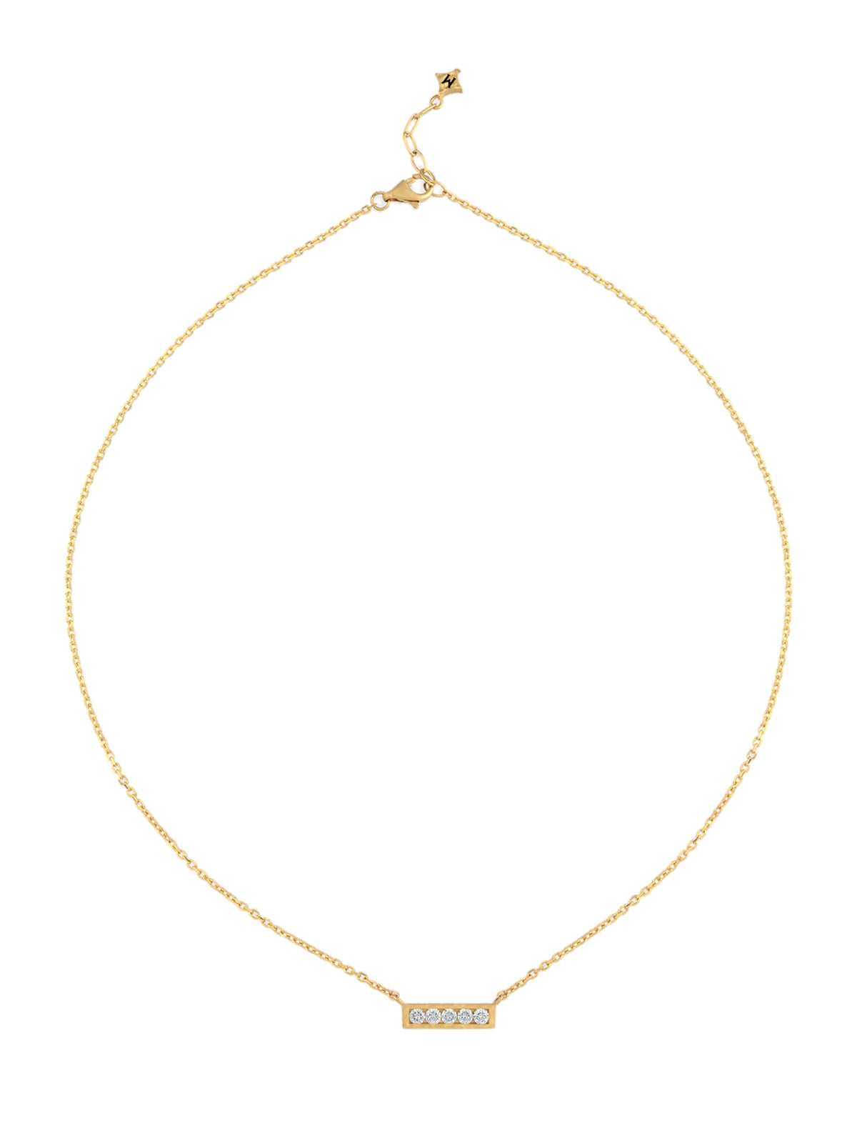 18k gold pendant necklace with channel-set, Apollo Collection, worn view | MIREL Fine Jewelry
