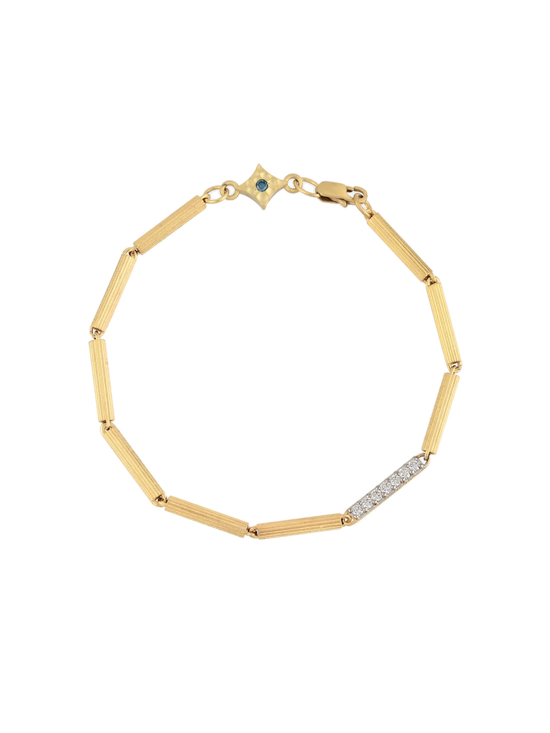 18k gold chain bracelet with natural diamond and hand-carved links, Bezant Collection | MIREL Fine Jewelry