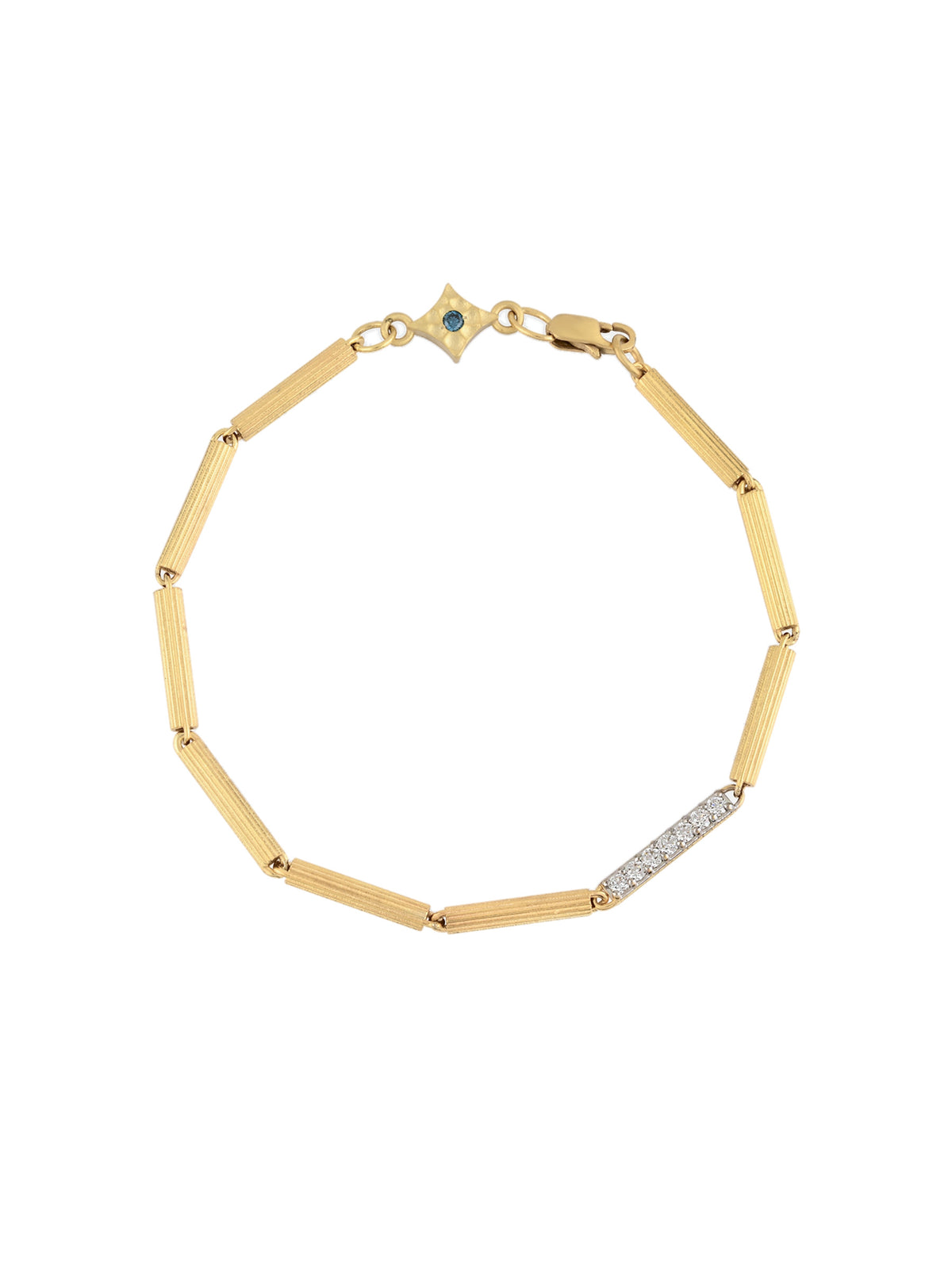 18k gold chain bracelet with natural diamond and hand-carved links, Bezant Collection | MIREL Fine Jewelry