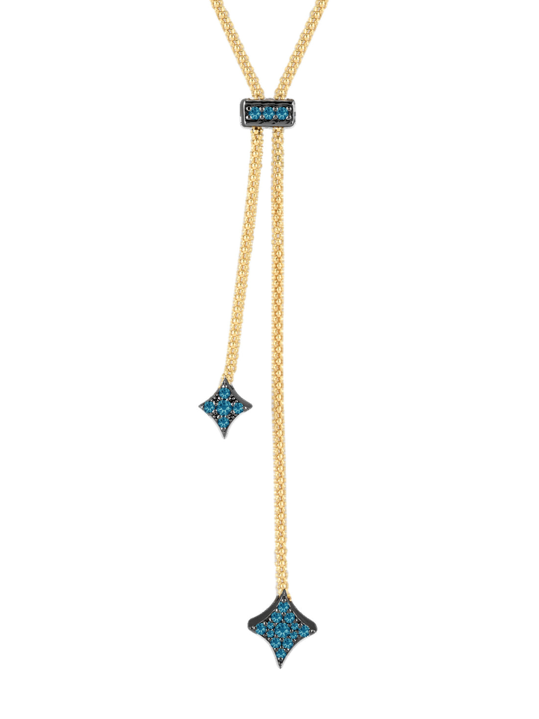 18k gold bolo-tie necklace with blue diamond and bolo-tie style, Starlight Collection | MIREL Fine Jewelry