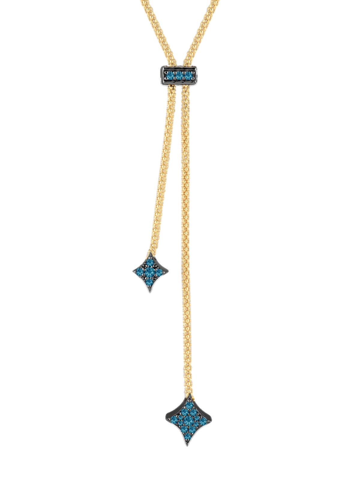 18k gold bolo-tie necklace with blue diamond and bolo-tie style, Starlight Collection | MIREL Fine Jewelry