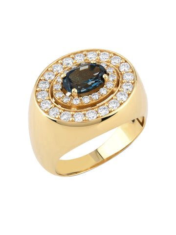18k gold ring with London Blue Topaz, Apollo Collection | MIREL Fine Jewelry