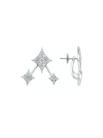 18k white gold ear jacket earrings with natural diamond, Starlight Collection | MIREL Fine Jewelry