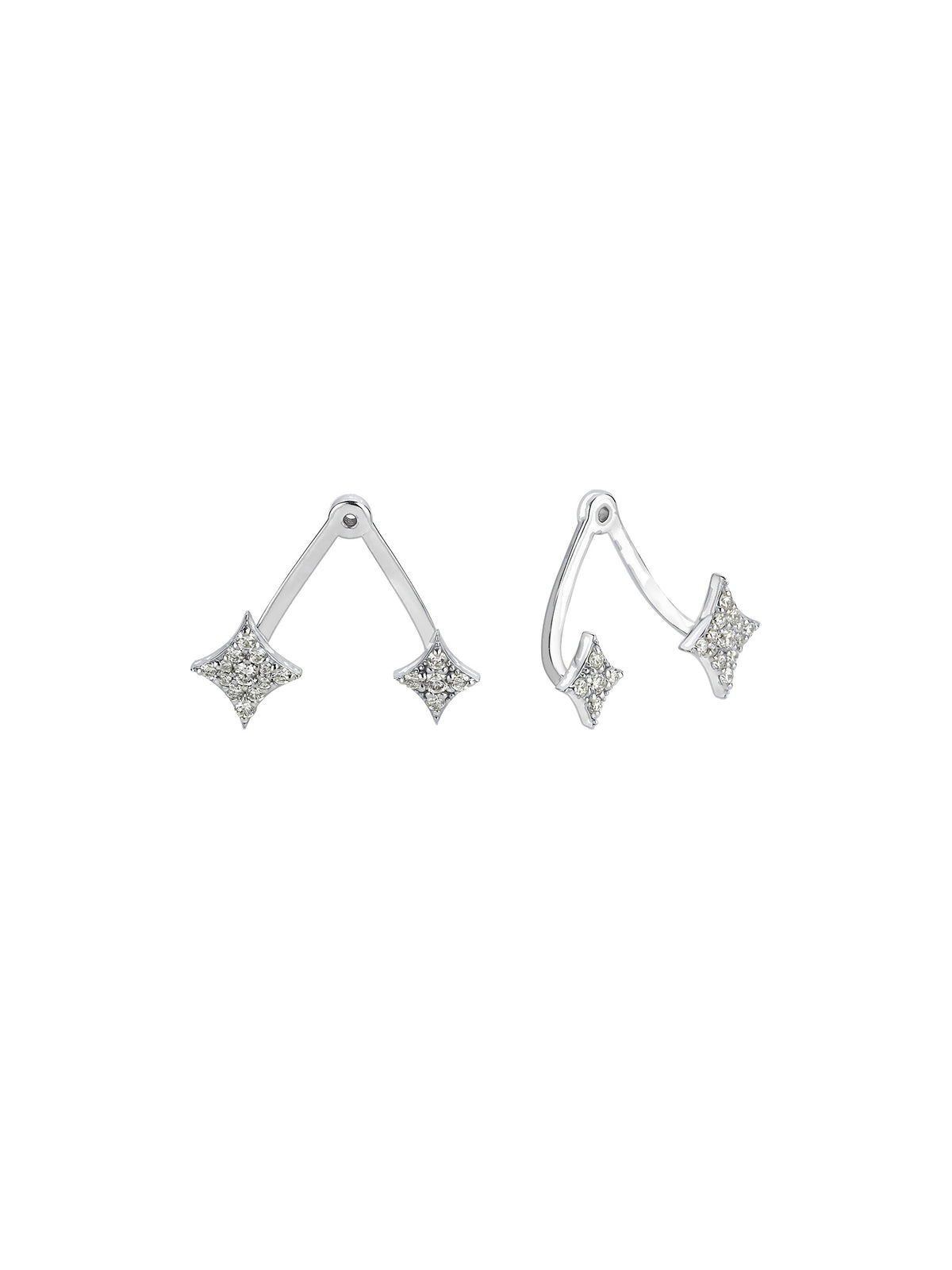 18k white gold ear jacket earrings with natural diamond, Starlight Collection, detail view | MIREL Fine Jewelry