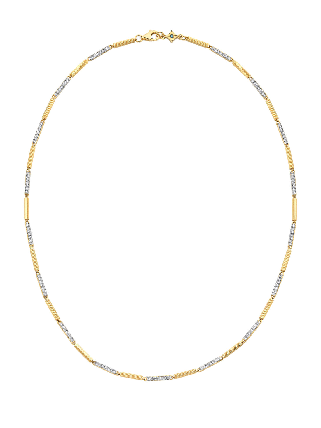 18k gold chain necklace with natural diamond and hand-carved links, Bezant Collection | MIREL Fine Jewelry