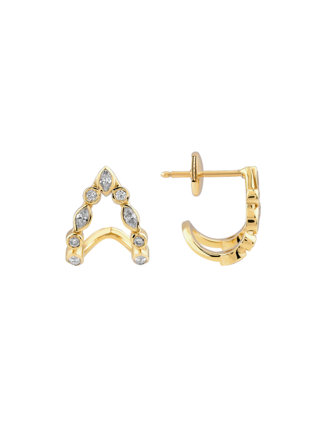 Major Wishbone Earrings (marquise & round diamonds) — MÌREL