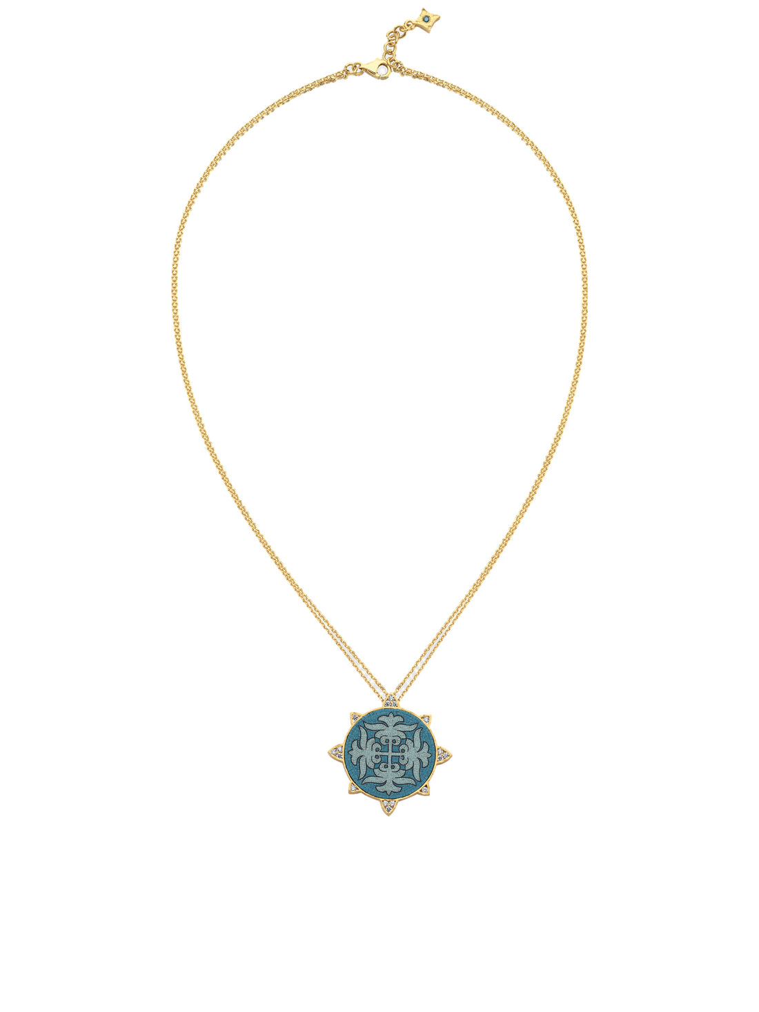 18k gold pendant necklace with hand-set stone tesserae, High Jewelry Micromosaics | MIREL Fine Jewelry