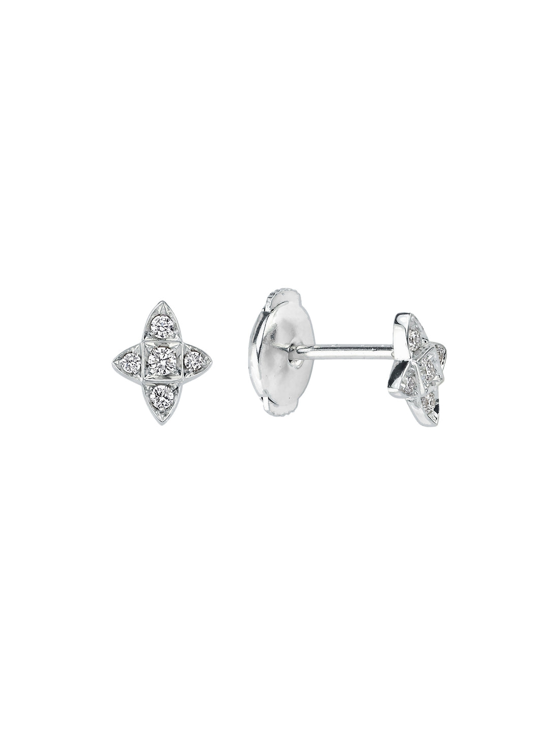 18k white gold stud earrings with natural diamond, Star-Crossed Collection | MIREL Fine Jewelry