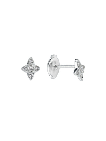 18k white gold stud earrings with natural diamond, Star-Crossed Collection | MIREL Fine Jewelry