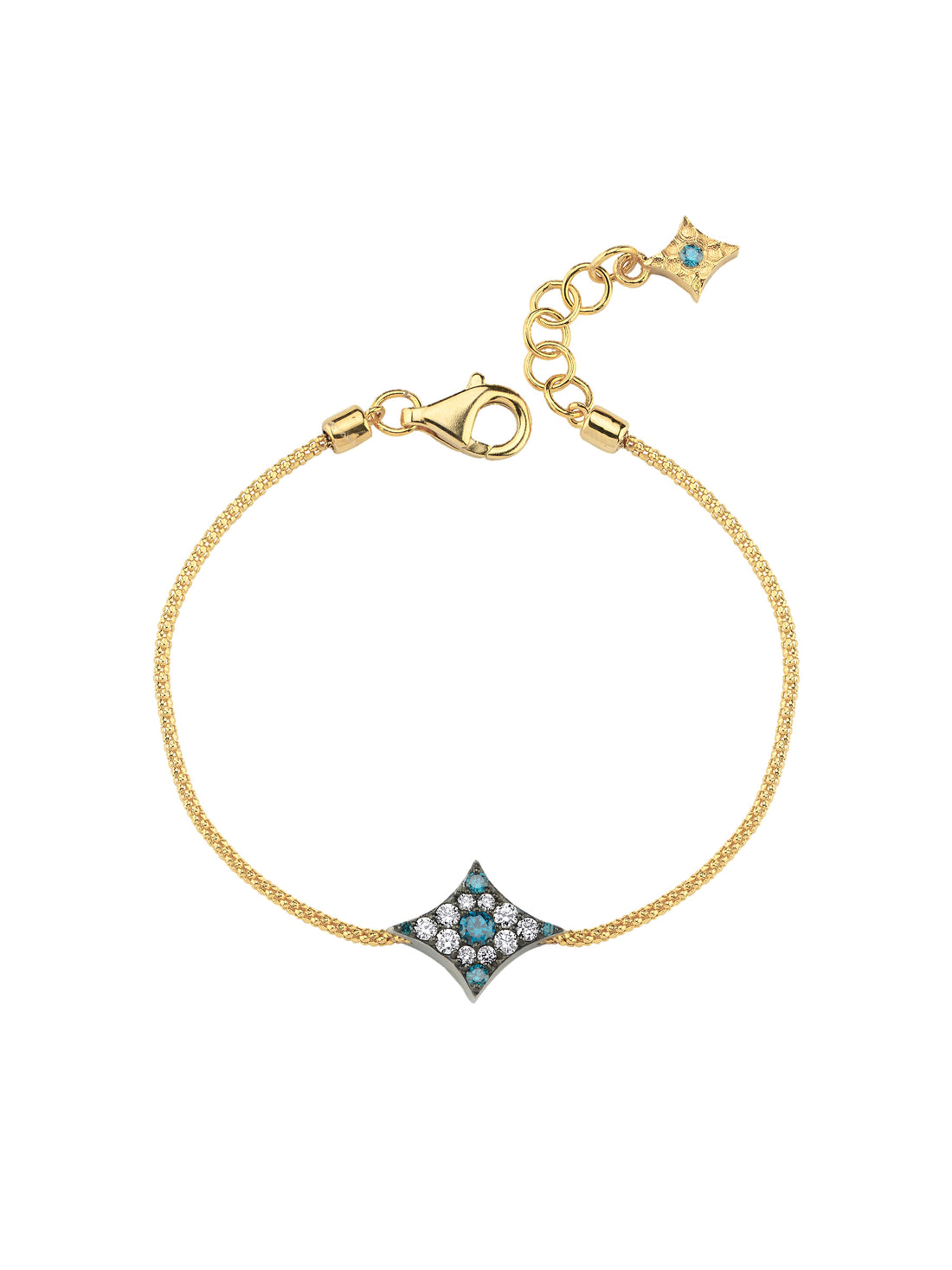 18k white gold chain bracelet with forza chain and evil eye motif, Starlight Collection | MIREL Fine Jewelry