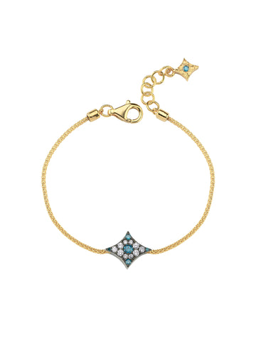 18k white gold chain bracelet with forza chain and evil eye motif, Starlight Collection | MIREL Fine Jewelry