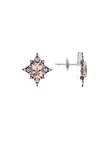 18k white gold earrings with morganite, Star of Nyx Collection | MIREL Fine Jewelry