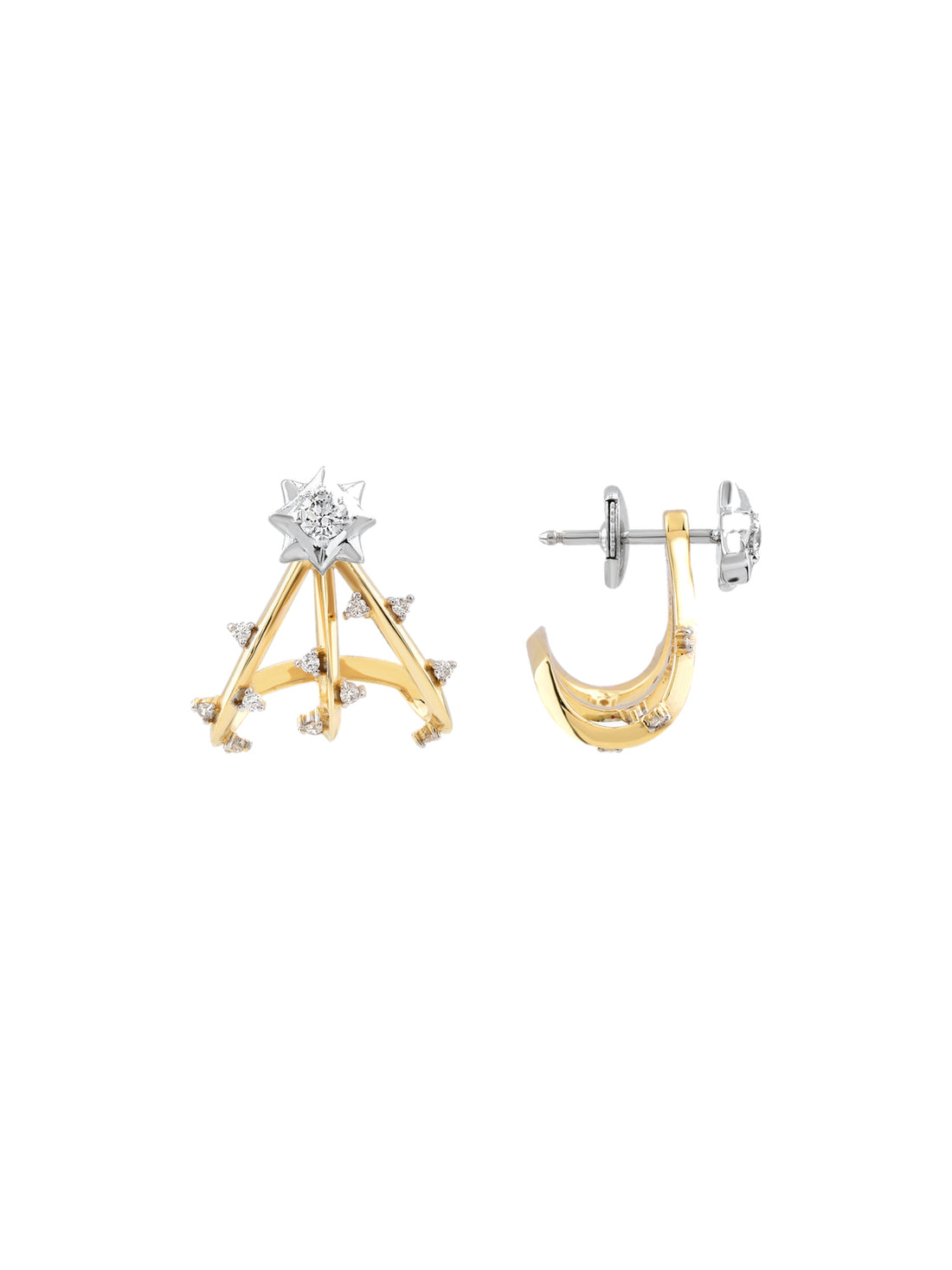 18k gold ear jacket earrings, Wishbone Collection | MIREL Fine Jewelry