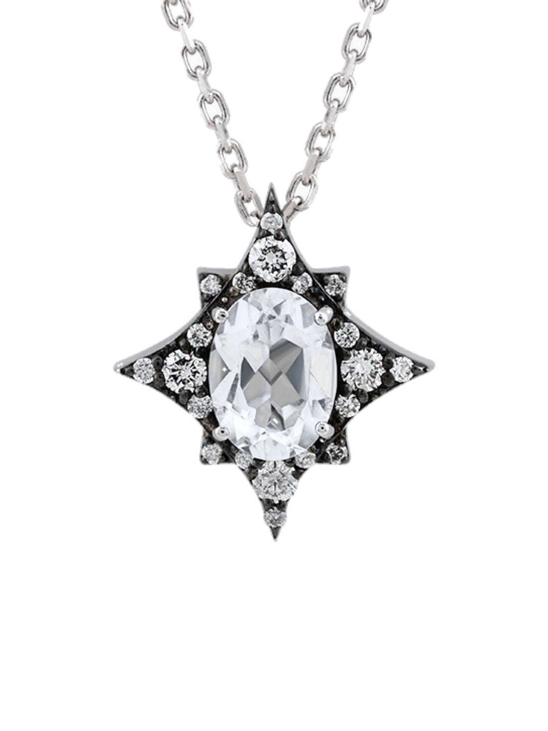 18k gold pendant necklace with natural diamond and white topaz, Star of Nyx Collection | MIREL Fine Jewelry