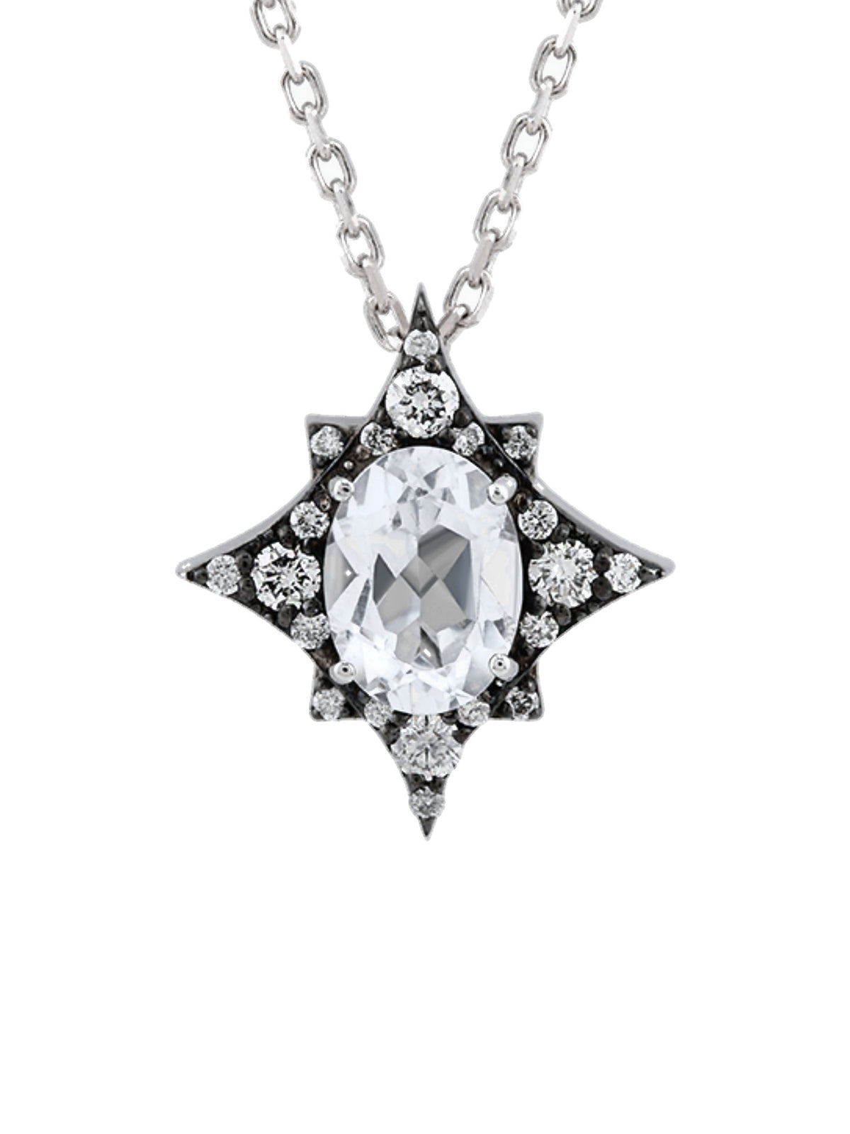 18k gold pendant necklace with natural diamond and white topaz, Star of Nyx Collection | MIREL Fine Jewelry