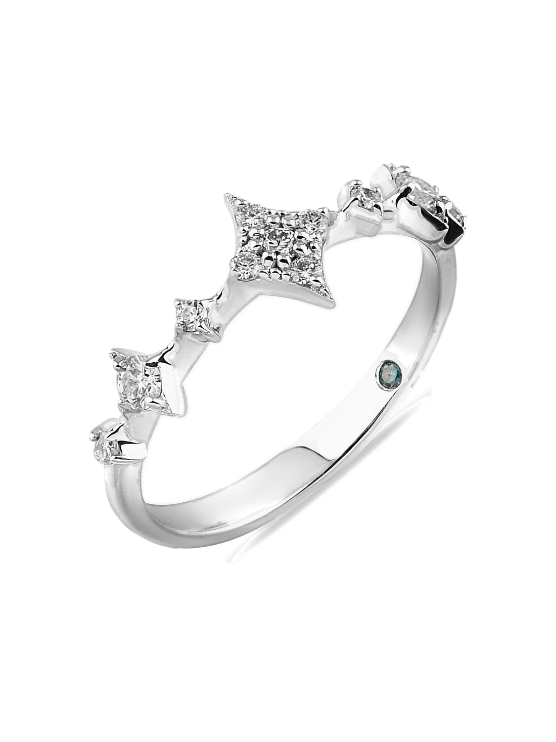 18k white gold stacking ring with tennis style and stackable, Starlight Collection | MIREL Fine Jewelry